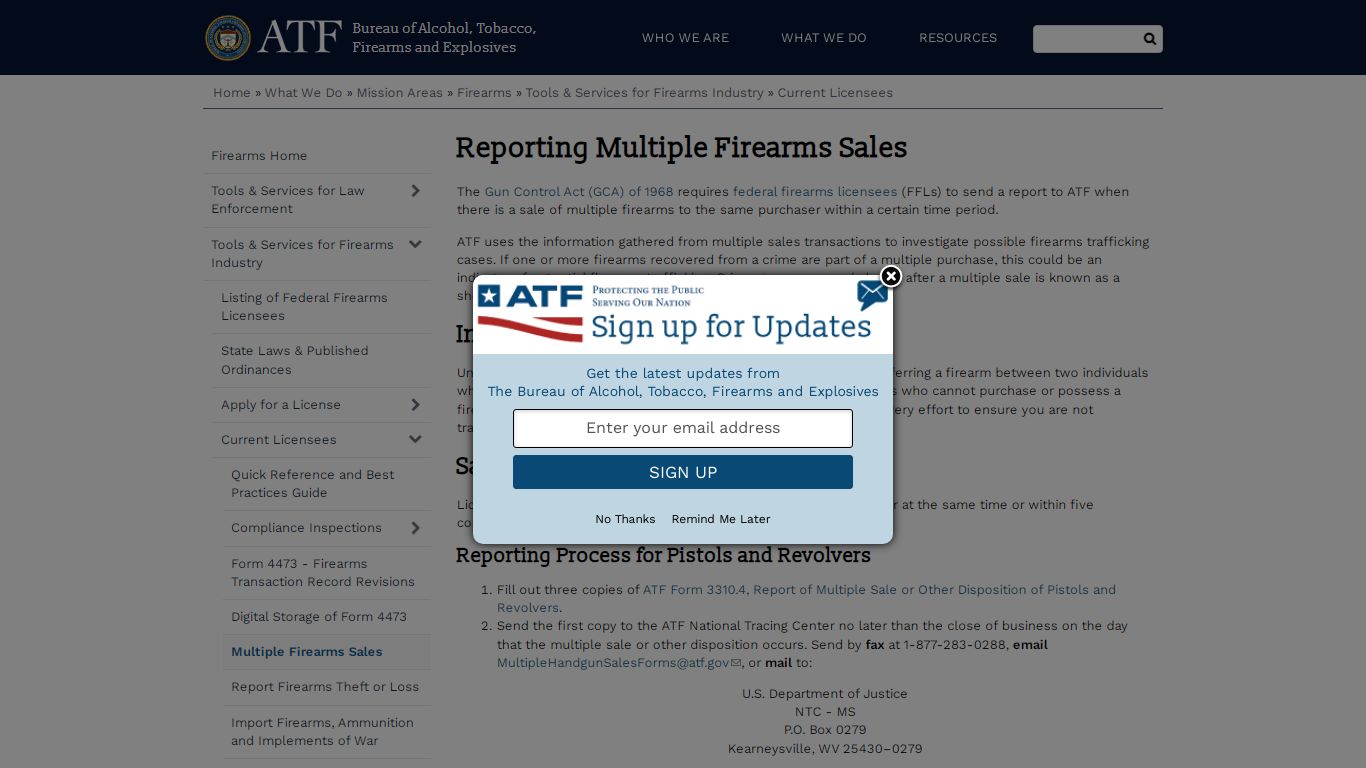 Reporting Multiple Firearms Sales | Bureau of Alcohol, Tobacco ...